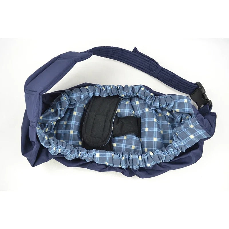 echarpe de portage bleu avec carreaux
